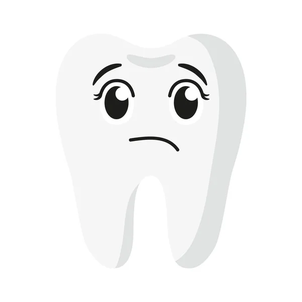 Διάνυσμα Κινούμενα Σχέδια Χαριτωμένο Απογοητευμένοι Χαρακτήρες Των Δοντιών Παιδική Οδοντιατρική — Διανυσματικό Αρχείο