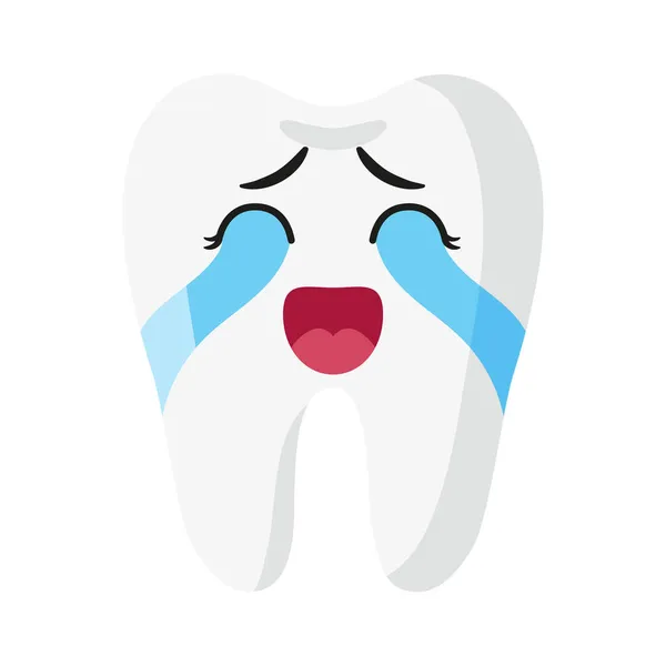 Vector Cartoon Cute Crying Characters Tooth Children Dental Concept — Stock Vector