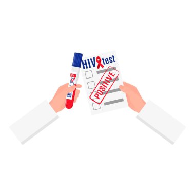 Pozitif sonuç ya da HIV testi olan boş bir vektör. Dünya AIDS Günü.