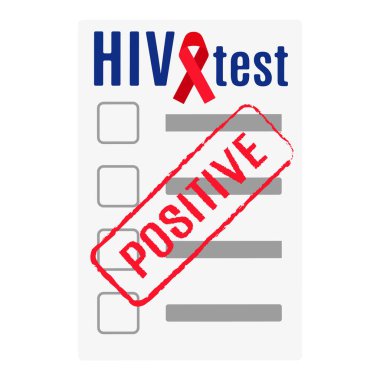 Pozitif sonuç ya da HIV testi olan boş bir vektör. AIDS ve HIV önleme.