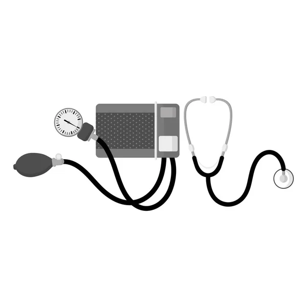 Manual Sphygmomanometer Stethoscope Measuring Blood Pressure Medical Concept — Stock Vector