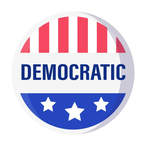 アメリカ国旗を描いた民主的な丸いエンブレム バッジ 投票テンプレートのコンセプト — ストックベクタ