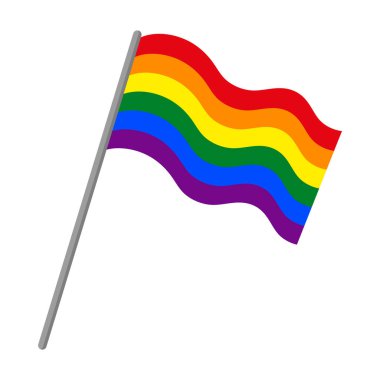 Gurur yürüyüşüne katılan vektör gökkuşağı bayrağı. LGBT topluluğu.