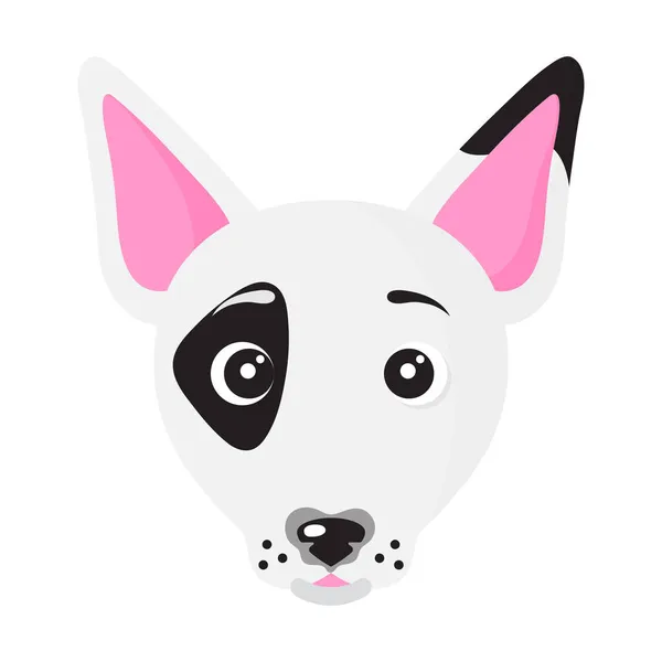 Vector Cartoon Hundegesicht Der Rasse Bullterrier Welpe Haustiere Design Element — Stockvektor