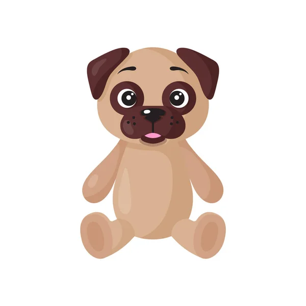 Vector Cartoon Sitting Dog Pug Breed Puppy Pets Design Element — Stock Vector