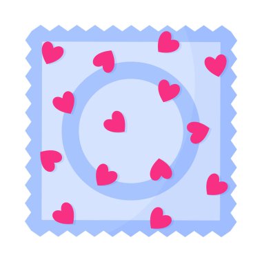 Kalpli mavi kondom ambalaj tasarımı. Güvenli seks, HIV ve AIDS 'in önlenmesi