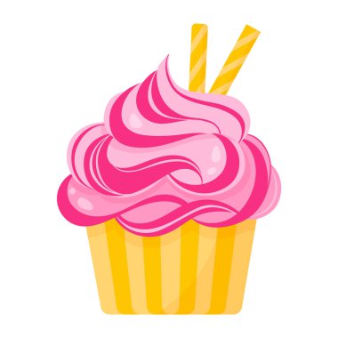 Kek ya da pembe kremalı kek ve tatlı borular. Şekersiz sağlıklı tatlılar