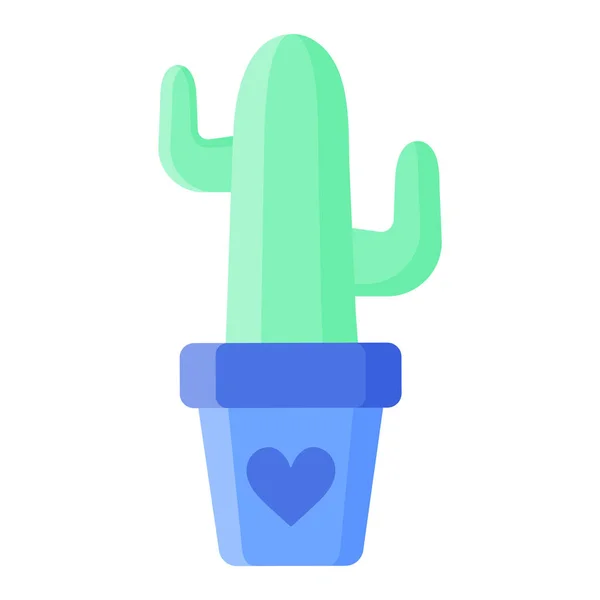Vaso Fiori Blu Con Cactus Succulento Elementi Naturali Decorativi Piante — Vettoriale Stock