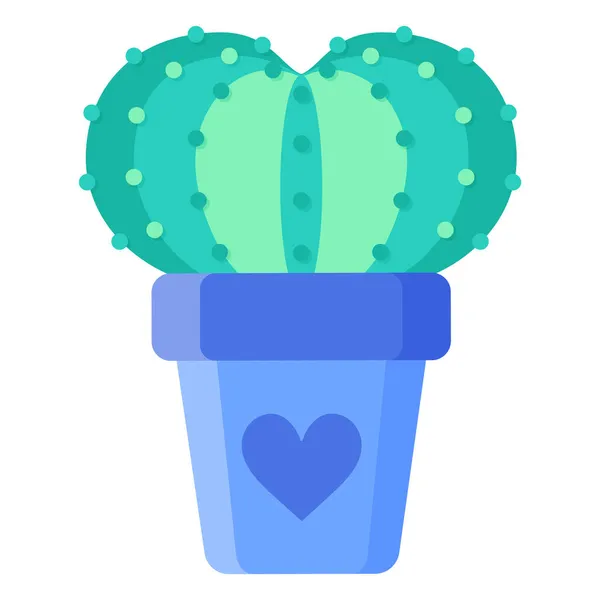 Vaso Fiori Blu Con Cactus Spinoso Succulento Elementi Naturali Decorativi — Vettoriale Stock