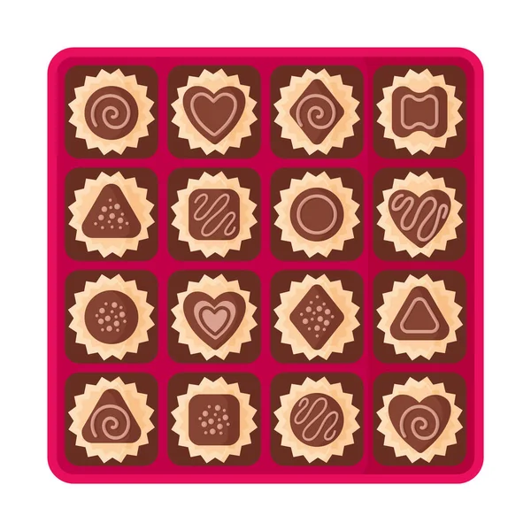 Open Square Pink Box Chocolates Valentine Day — Stock Vector