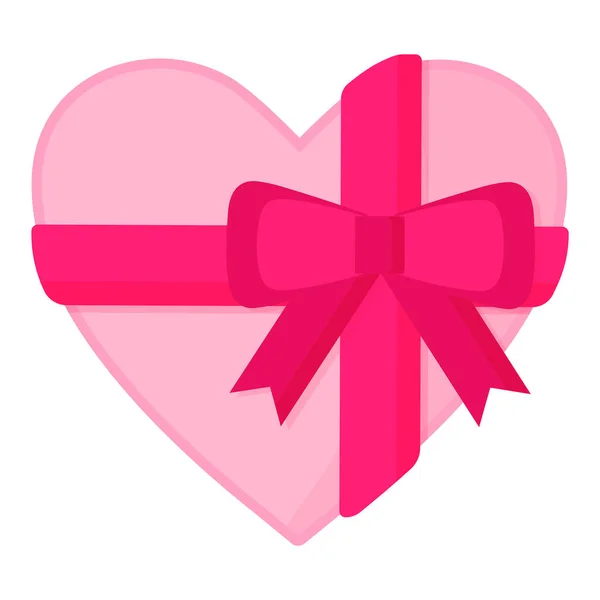 Corazón Caja Rosa Chocolates Con Lazo Para Día San Valentín — Vector de stock