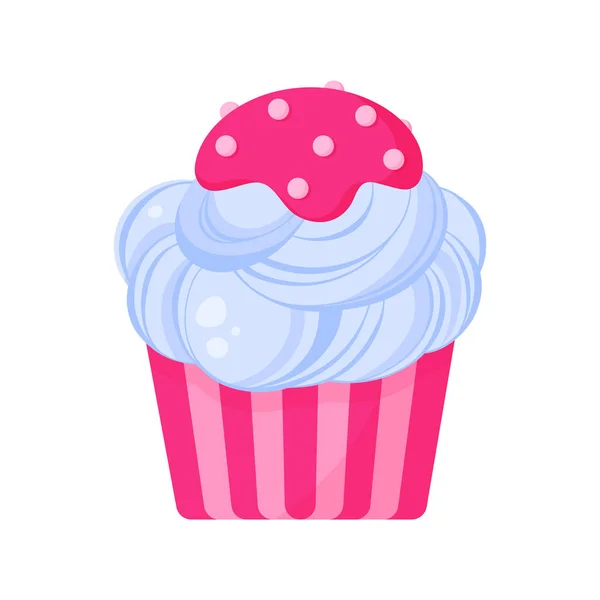Cupcake Muffin Blue Cream Pastry Topping Healthy Sweets Sugar — Stock Vector