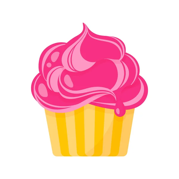 Cupcake Muffin Com Creme Rosa Doces Saudáveis Sem Açúcar — Vetor de Stock