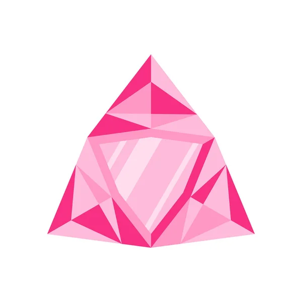 Triángulo Rosa Piedra Preciosa Gema Diamante Cristal Brillante Brillante — Vector de stock