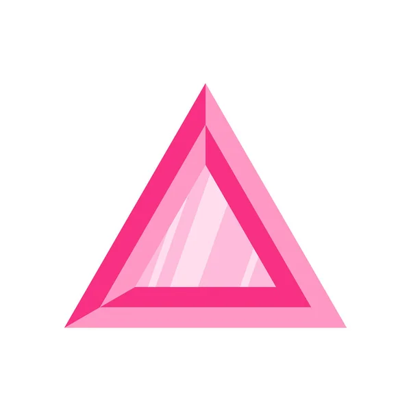 Pink Triangle Precious Stone Gem Bright Shiny Crystal — Stock Vector