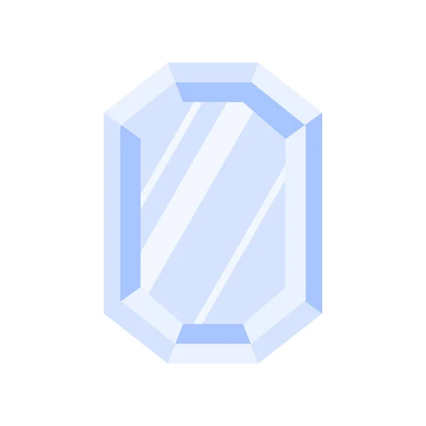 Blue Octagon Precious Stone Gem Bright Shiny Crystal — Stock Vector