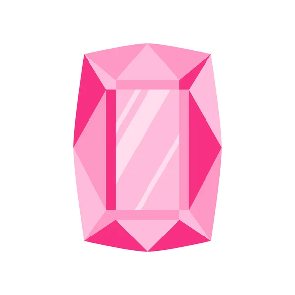 Rectángulo Rosa Piedra Preciosa Gema Cristal Brillante Brillante — Vector de stock