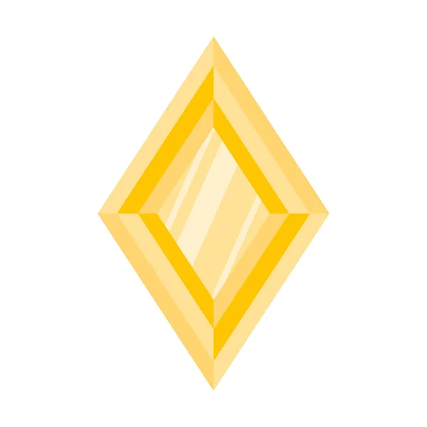 Yellow Rhombus Precious Stone Gem Bright Shiny Crystal — Stock Vector
