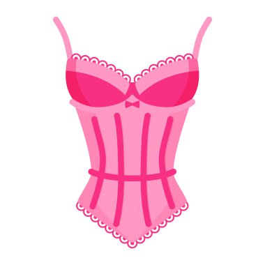 Kadınlar zarif pembe retro korse. Moda konsepti. Vektör karikatürü izole edildi.