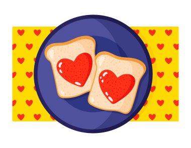 Reçelli kahvaltı tostu. Sevgililer Günü ya da düğün.