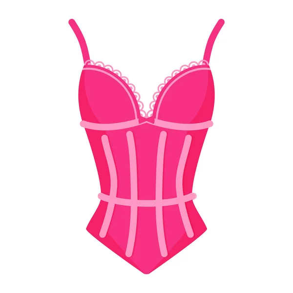 Mulheres Lingerie Corpo Espartilho Rosa Conceito Moda Desenho Animado Vetorial — Vetor de Stock