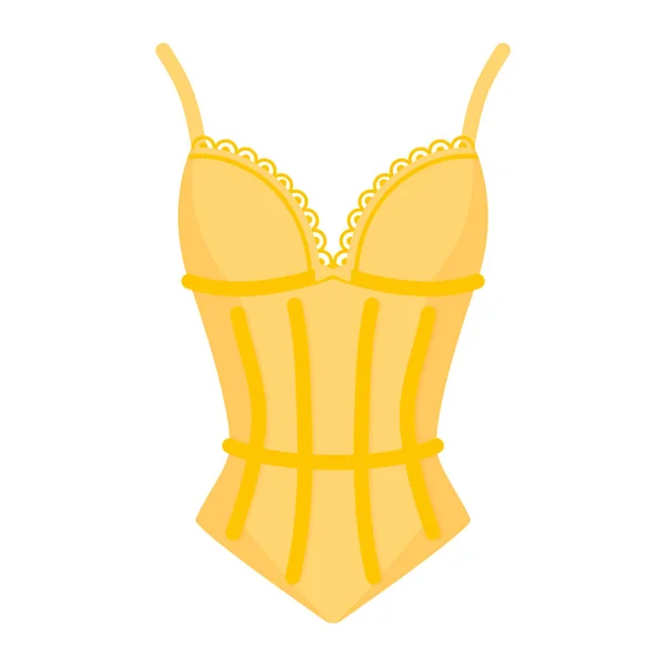Women Lingerie Yellow Body Corset Fashion Concept Vector Cartoon Isolated — Stock Vector