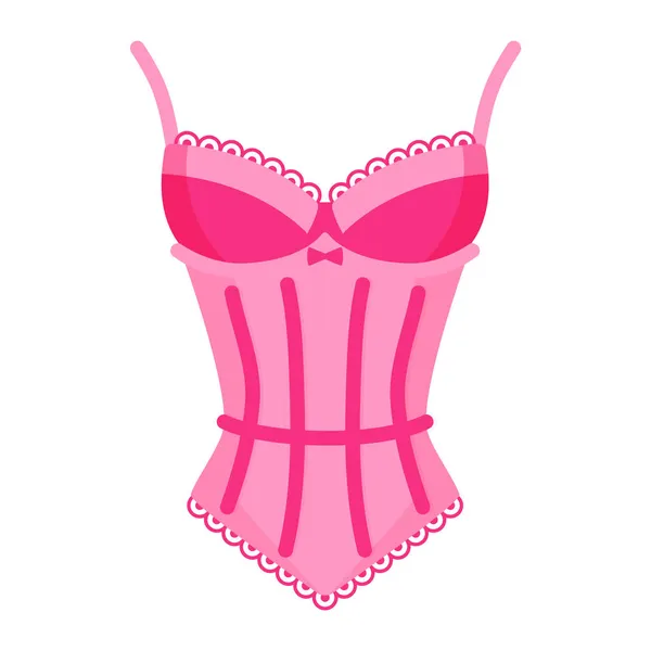 Femmes Élégant Corset Rétro Rose Concept Mode Illustration Isolée Dessin — Image vectorielle