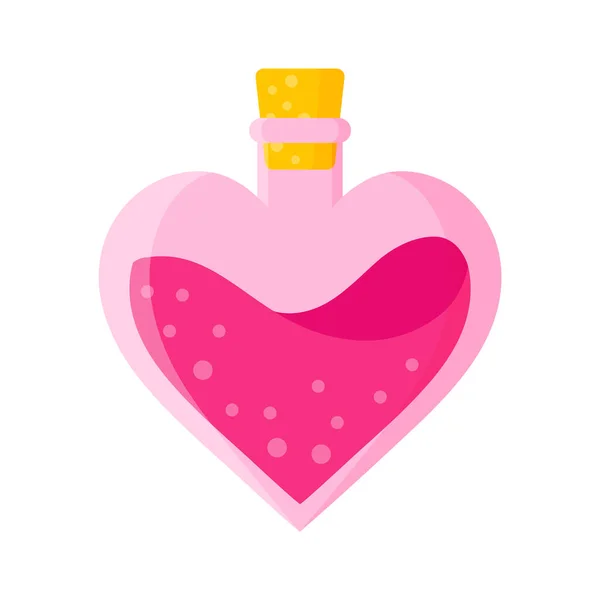 Poción Amor Botella Corazón Rosa Para Boda Día San Valentín — Vector de stock