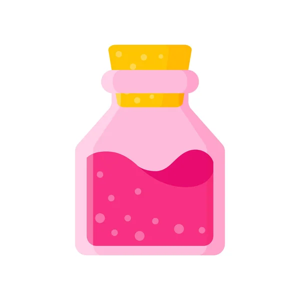Eliksir Miłości Różowej Kwadratowej Butelce Ślub Lub Walentynki Ilustracja Izolowanego — Wektor stockowy