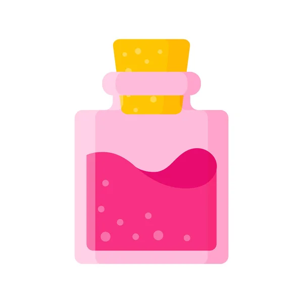 Eliksir Miłości Różowej Małej Kwadratowej Butelce Ślub Lub Walentynki Ilustracja — Wektor stockowy