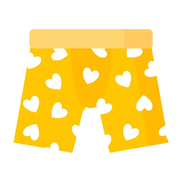 黄色男士内裤 有心脏 时尚的概念 矢量漫画孤立的例证 — 图库矢量图片