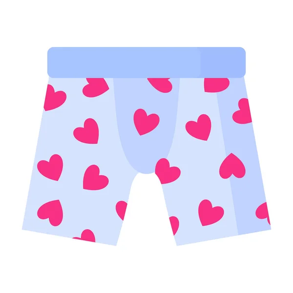 Blauwe Mannen Boxer Onderbroek Met Rode Harten Modeconcept Vector Cartoon — Stockvector