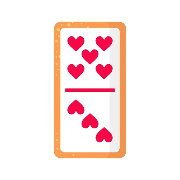 Domino Five Three Hearts Bone Cookie Heart Valentine Day Wedding — Stock Vector