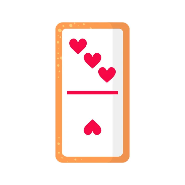 Domino Three One Hearts Bone Cookie Heart Valentine Day Wedding — Stock Vector