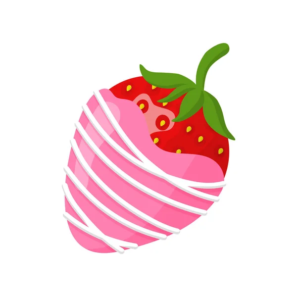 Γλασαρισμένη Φράουλα Λευκή Και Ροζ Σοκολάτα Για Την Ημέρα Του — Διανυσματικό Αρχείο