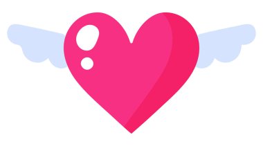 Kanatlı kırmızı kalp. Düğün ve sevgililer günü konsepti. Vektör karikatürü izole edildi.