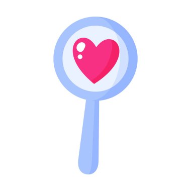 Büyüteç ve kalp. Düğün ve sevgililer günü konsepti. Vektör karikatürü izole edildi.