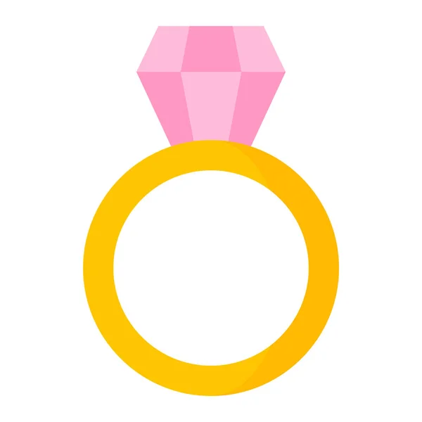 Gold Ring Diamond Wedding Valentine Day Concept Vector Cartoon Isolated — Stock Vector