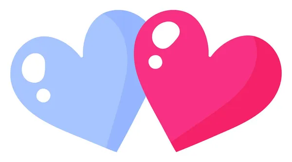 Cuore Rosso Blu Concetto Matrimonio San Valentino Vettoriale Cartone Animato — Vettoriale Stock