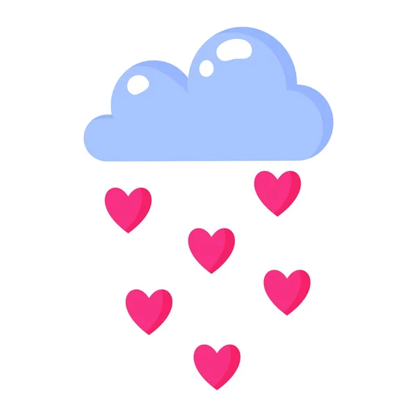 Wolk Met Regen Vanuit Het Hart Bruiloft Valentijnsdag Concept Vector — Stockvector