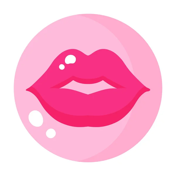 Bubble Gum Lips Kiss Wedding Valentine Day Concept Vector Cartoon — Stock Vector