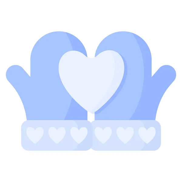 Gant Hiver Bleu Avec Cœur Boule Neige Concept Mariage Saint — Image vectorielle