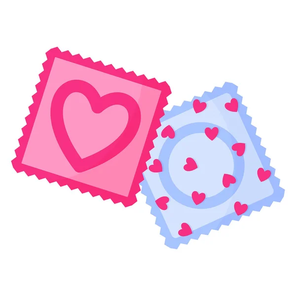 Condoms Heart Wedding Valentine Day Concept Vector Cartoon Isolated Illustration — Stock Vector