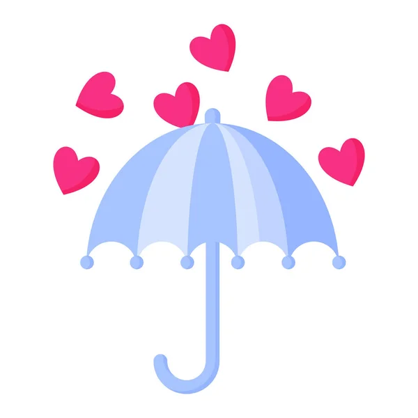 Paraguas Con Corazones Concepto Boda San Valentín Dibujos Animados Vectoriales — Vector de stock