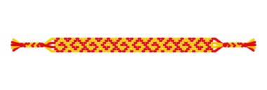 Kırmızı ve sarı ipliklerden oluşan el yapımı bir bilezik. Makrame normal desen.