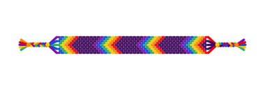 Vector rainbow lgbt handmade hippie friendship hand bracelet of threads. Macrame normal pattern. Pride parade, LGBT and free love. clipart
