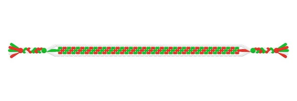 ベクトルクリスマスは 赤と緑の糸のヒッピーストライプ友情のブレスレットを手作りしました 通常のパターンをマクラメ 結婚クリスマスと新年明けましておめでとう — ストックベクタ
