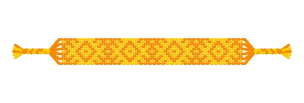 Vector Veelkleurige Handgemaakte Hippie Vriendschap Armband Van Gele Oranje Draden — Stockvector