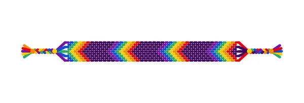 Vector Rainbow Lgbt Handgefertigtes Hippie Freundschaft Armband Aus Fäden Makramisches — Stockvektor