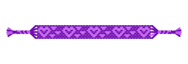 ベクトルBohoは 紫色の糸の手作りヒッピー友情のブレスレットを愛しています バレンタインデーと自由恋愛 — ストックベクタ